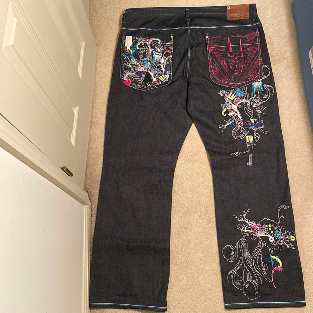 Artful Dodger Black Embroidered Jeans Size 42 St Giles & the Seven Dials